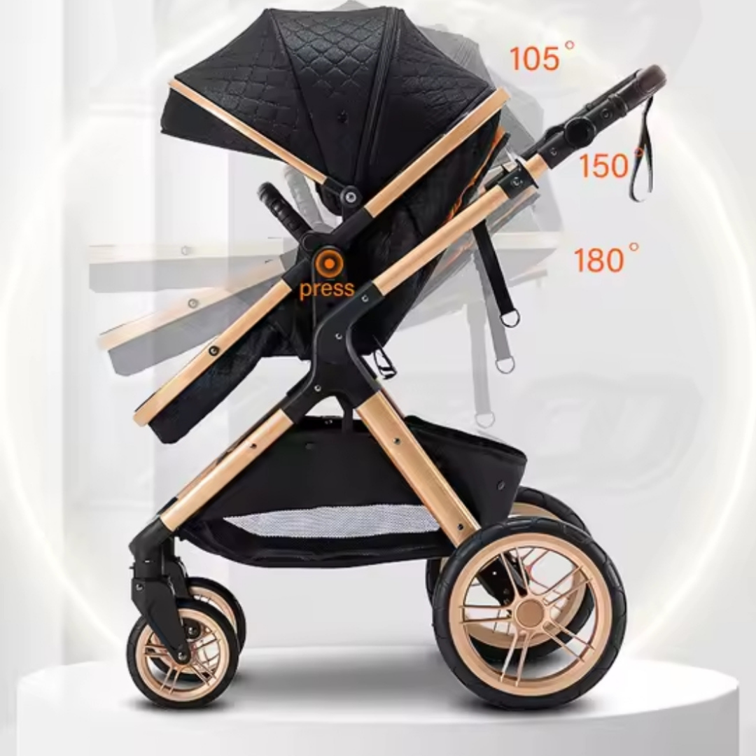 Cochecito de bebé 3 en 1 con cesta y diseño alto - Imagen 17