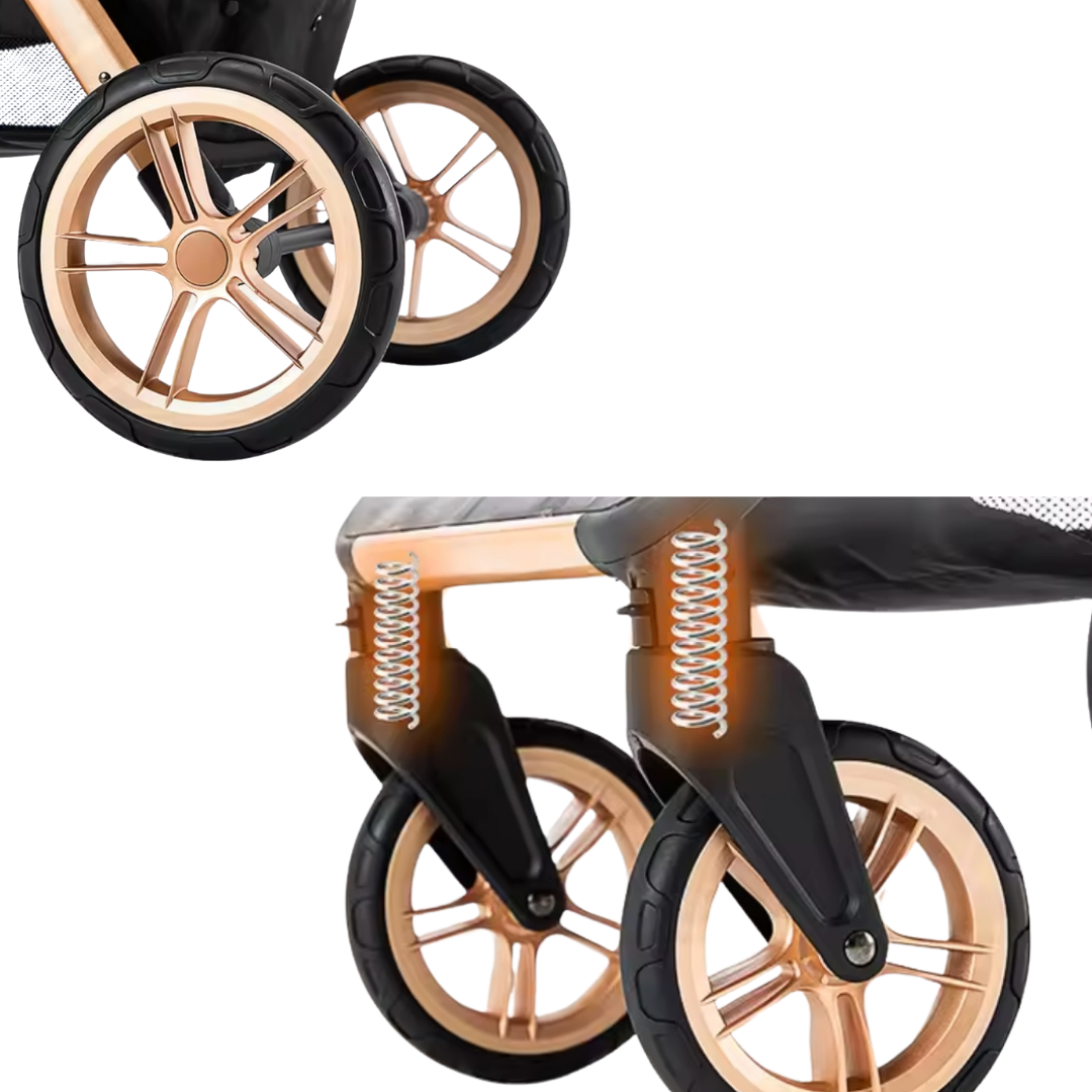 Cochecito de bebé 3 en 1 con cesta y diseño alto - Imagen 11