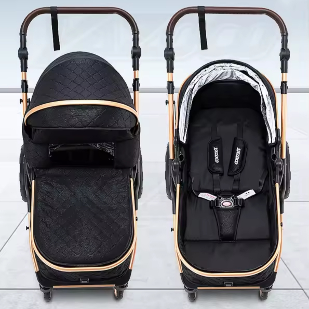 Cochecito de bebé 3 en 1 con cesta y diseño alto - Imagen 19