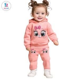 Conjunto de felpa para niña, sudadera con estampado de gato + pantalón, primavera/otoño