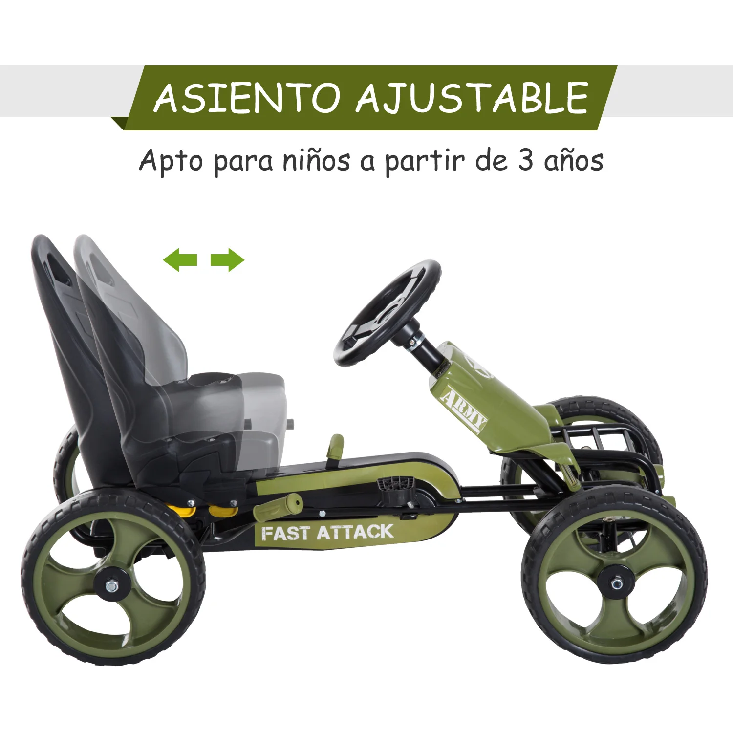 Kart de pedales con freno para niños mayores de 3 años - Imagen 2