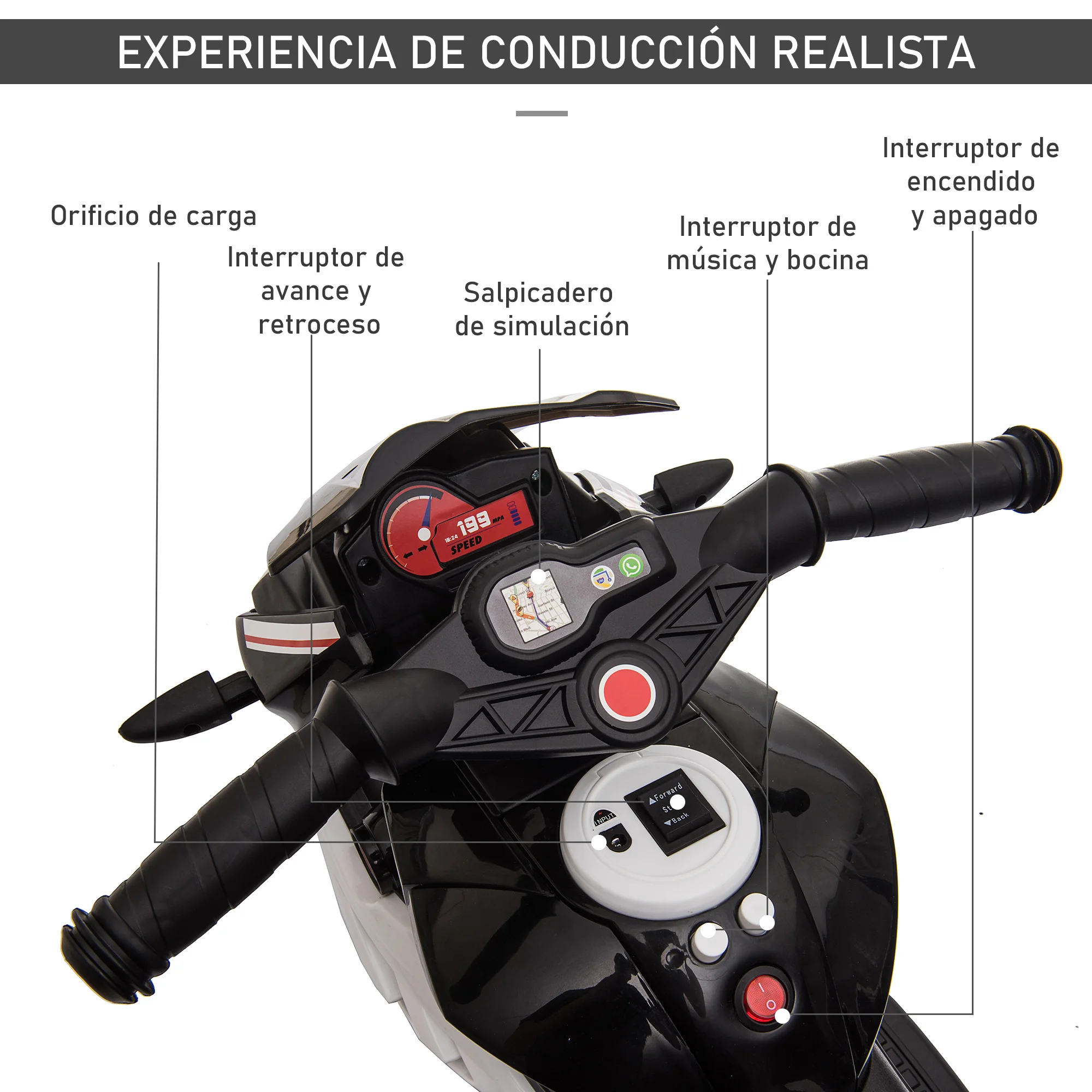 Moto Eléctrica Infantil +3 Años con Bocina Musical - Imagen 3