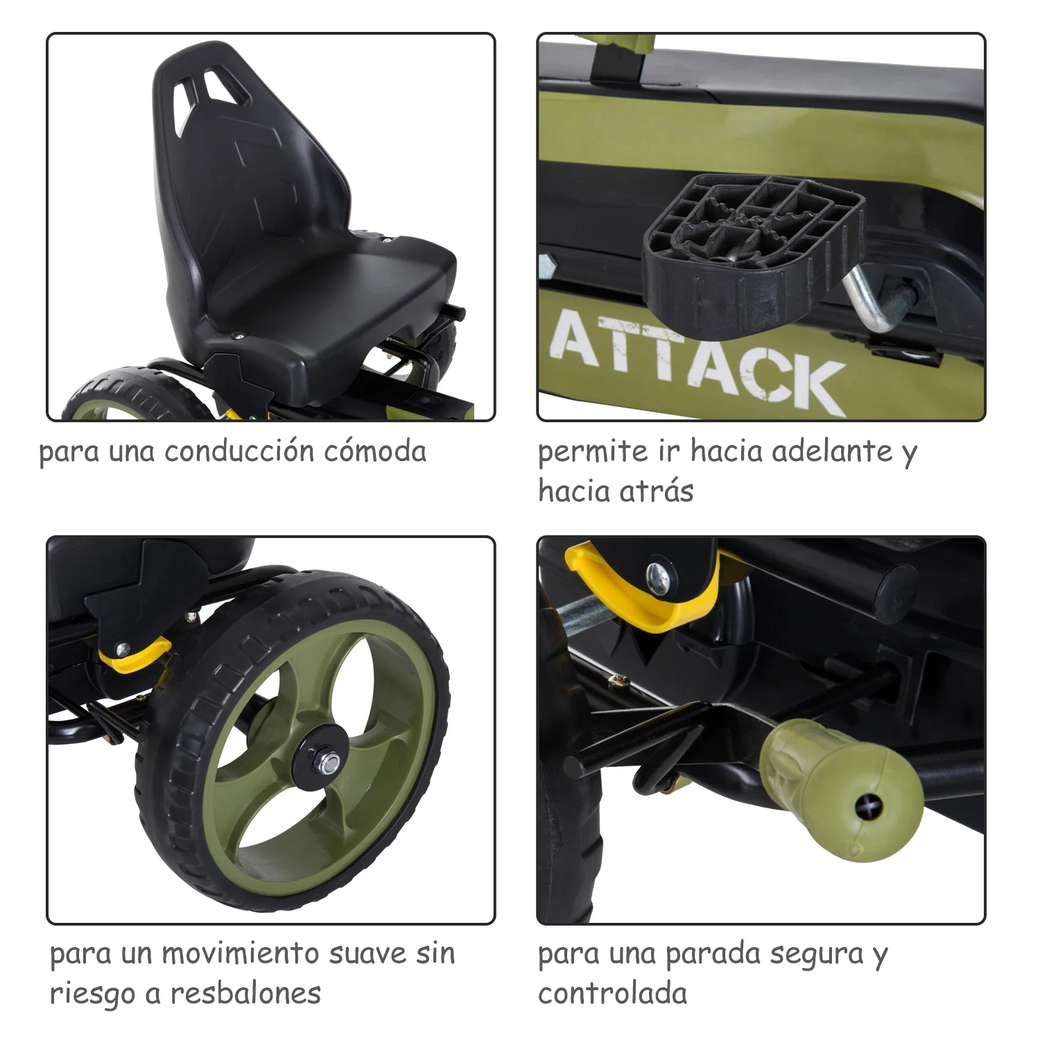 Kart de pedales con freno para niños mayores de 3 años - Imagen 4