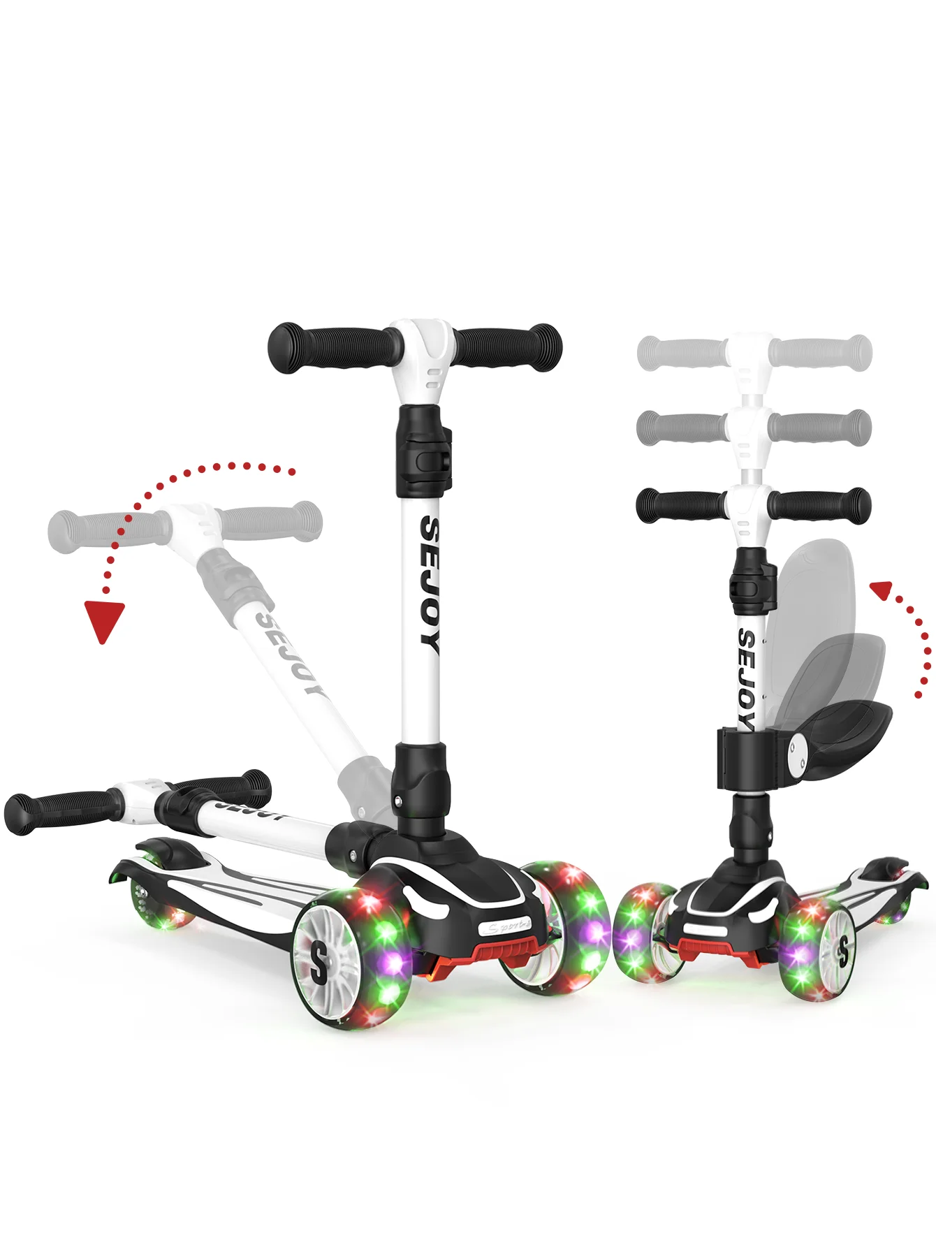 Patinete de tres ruedas con luces LED intermitentes 3 en 1 - Imagen 10